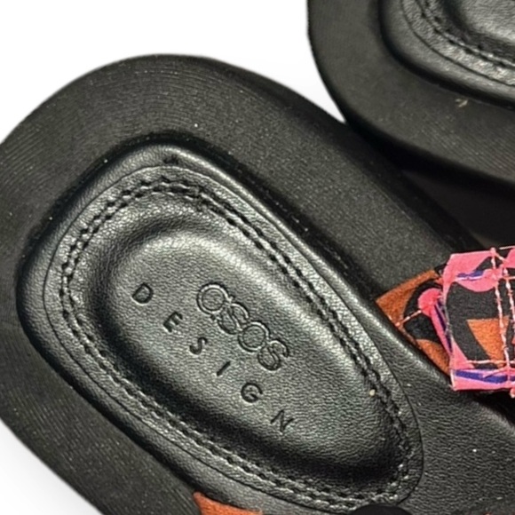 🌻ASOS Design Pink Colorful Sporty Flat Platform Sandals Size 7 - Picture 10 of 11